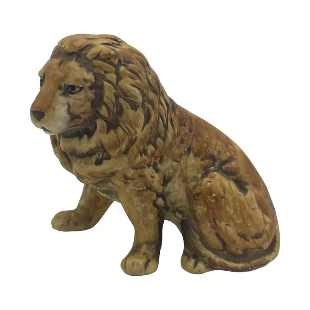 Vintage Mid-Century Lion Porcelain Figurine Realistic Matte Glaze Hand Painted ? - Picture 8 of 12